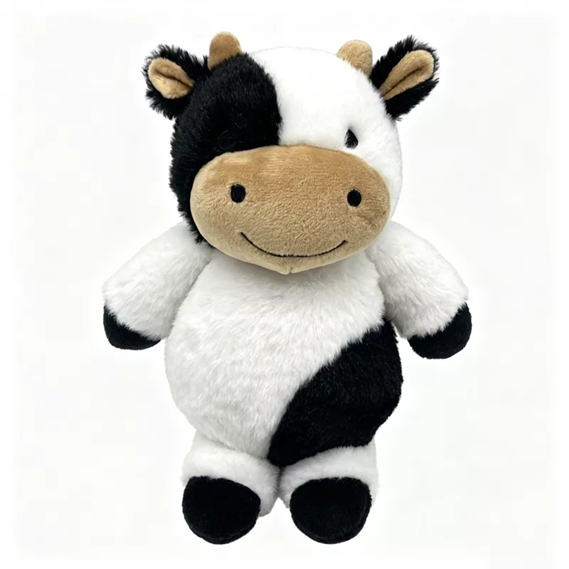 Fluffy sort og hvid ko plys legetøj Fluffy sort og hvid ko plys legetøj