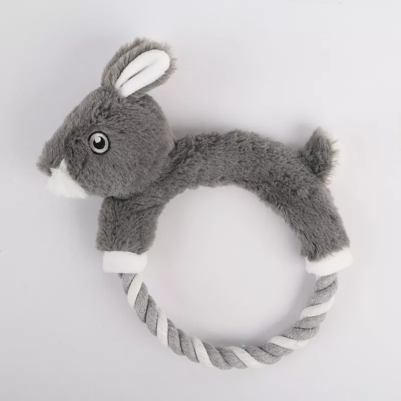 Bunny Shaped Round Dog Toy With Rope