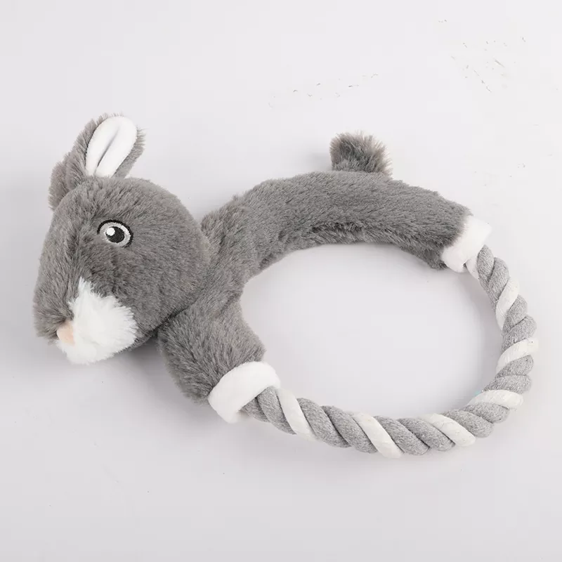 Bunny Shaped Round Dog Toy With Rope