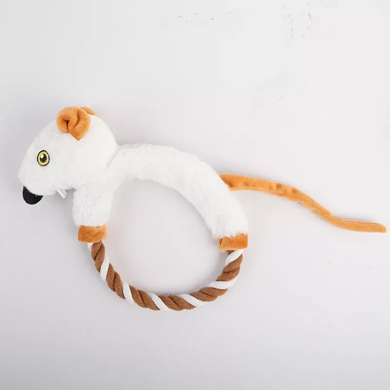 Mice Shaped Round Dog Toy With Rope