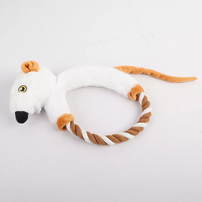 Mice Shaped Round Dog Toy With Rope