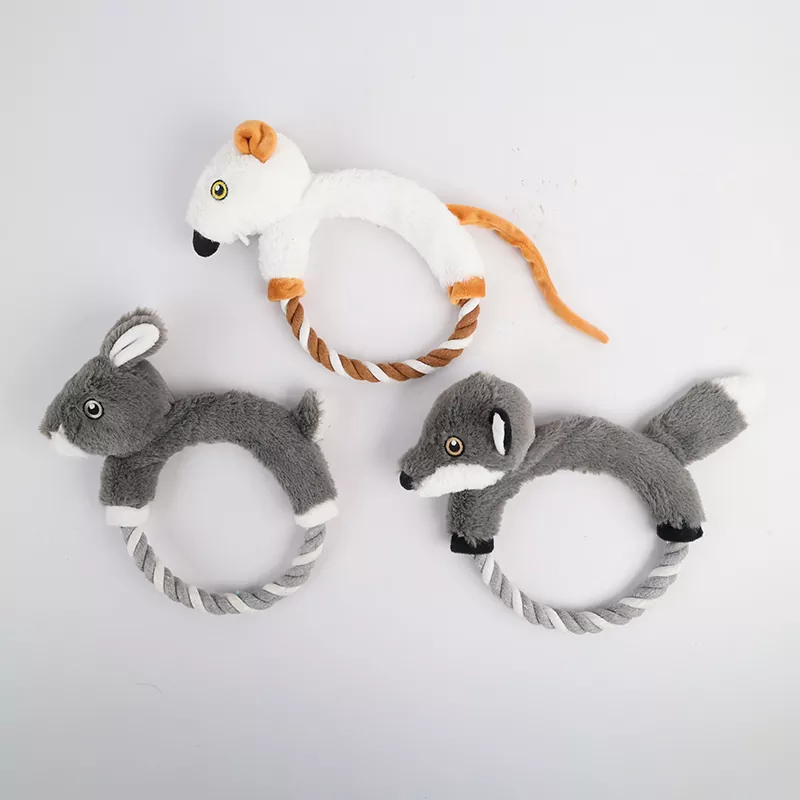 Mice Shaped Round Dog Toy With Rope