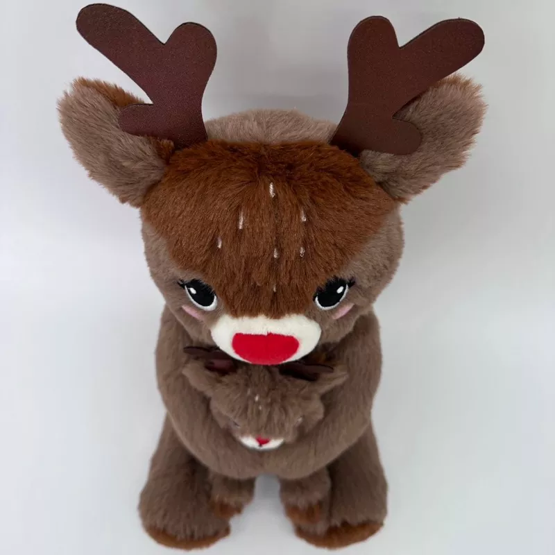 Reindeer Mommy With Baby Christmas Plush Toy