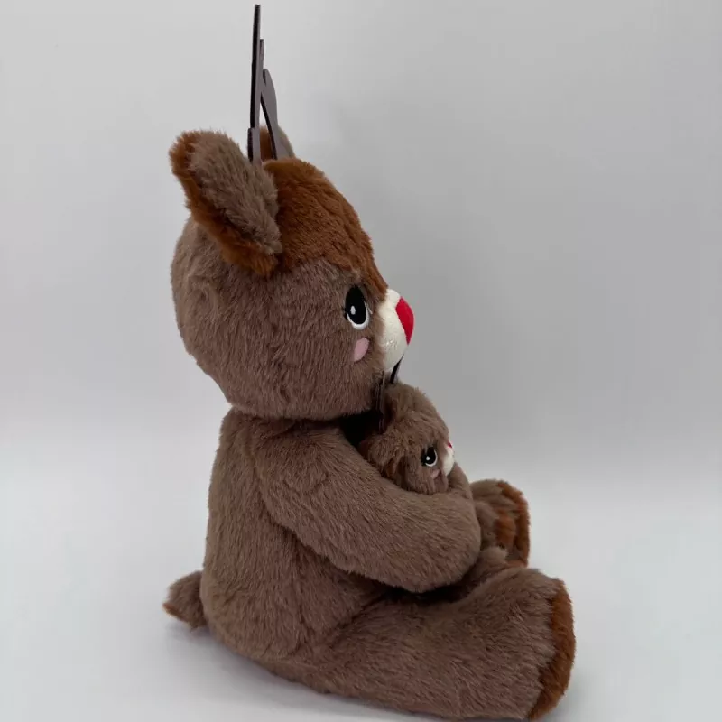Reindeer Mommy With Baby Christmas Plush Toy