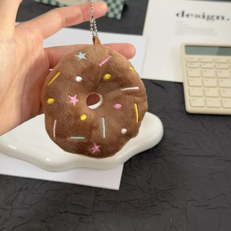 Sweet Round Doughnut Plush Key Ring