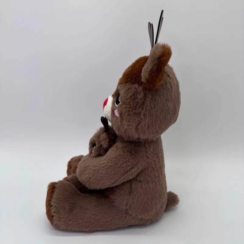 Reindeer Mommy With Baby Christmas Plush Toy